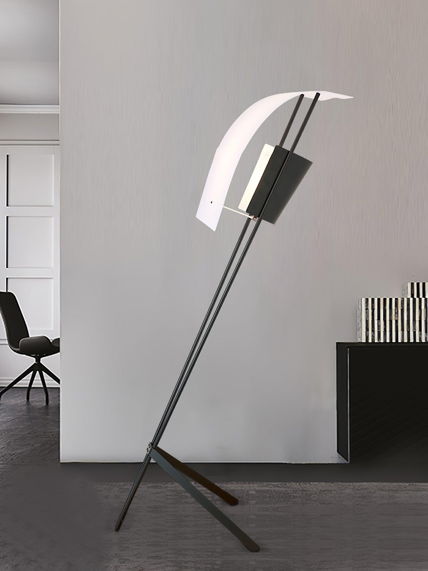 Kite Floor Lamp with LED and Hand-Hammered Brass Shade