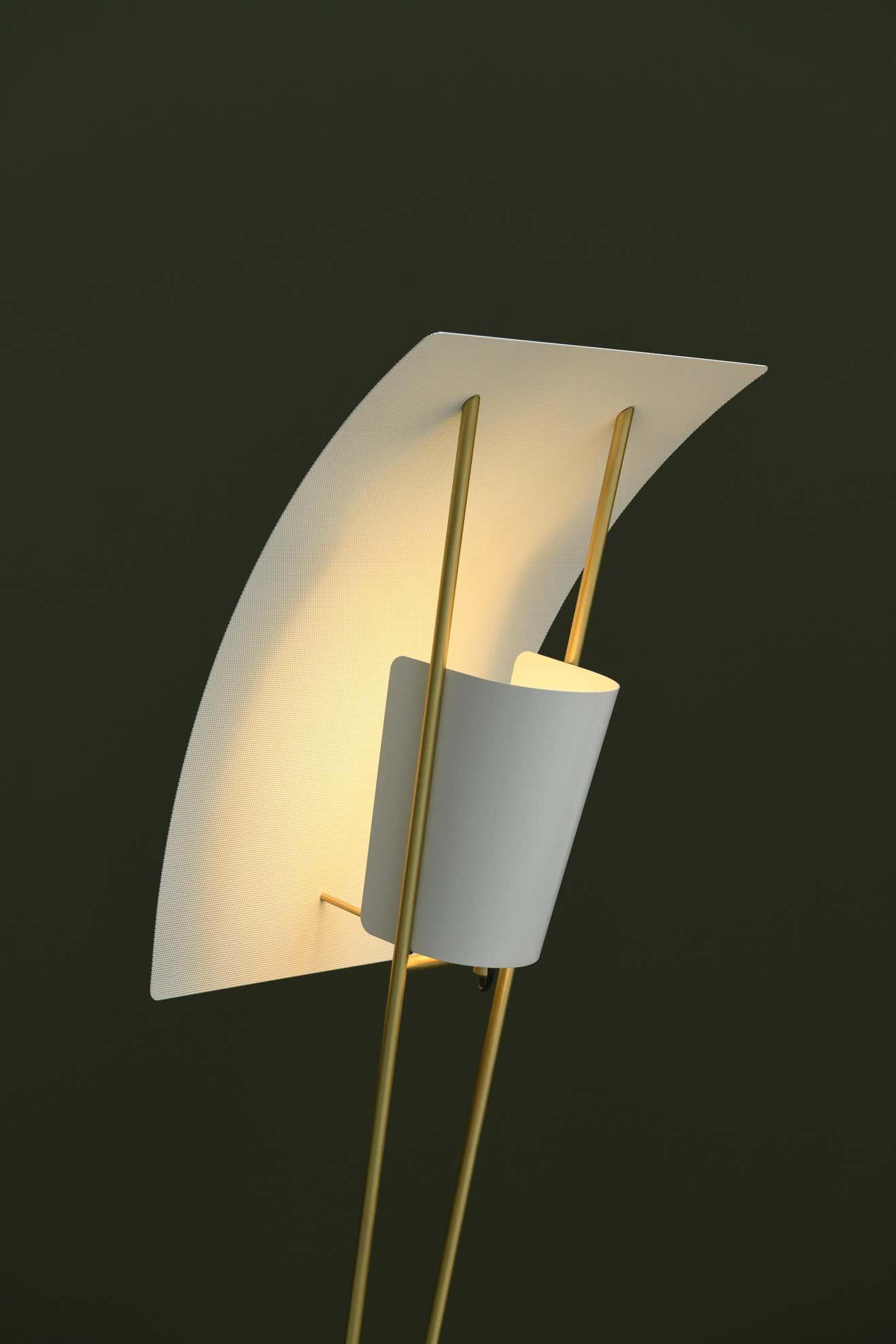 Kite Floor Lamp with LED and Hand-Hammered Brass Shade