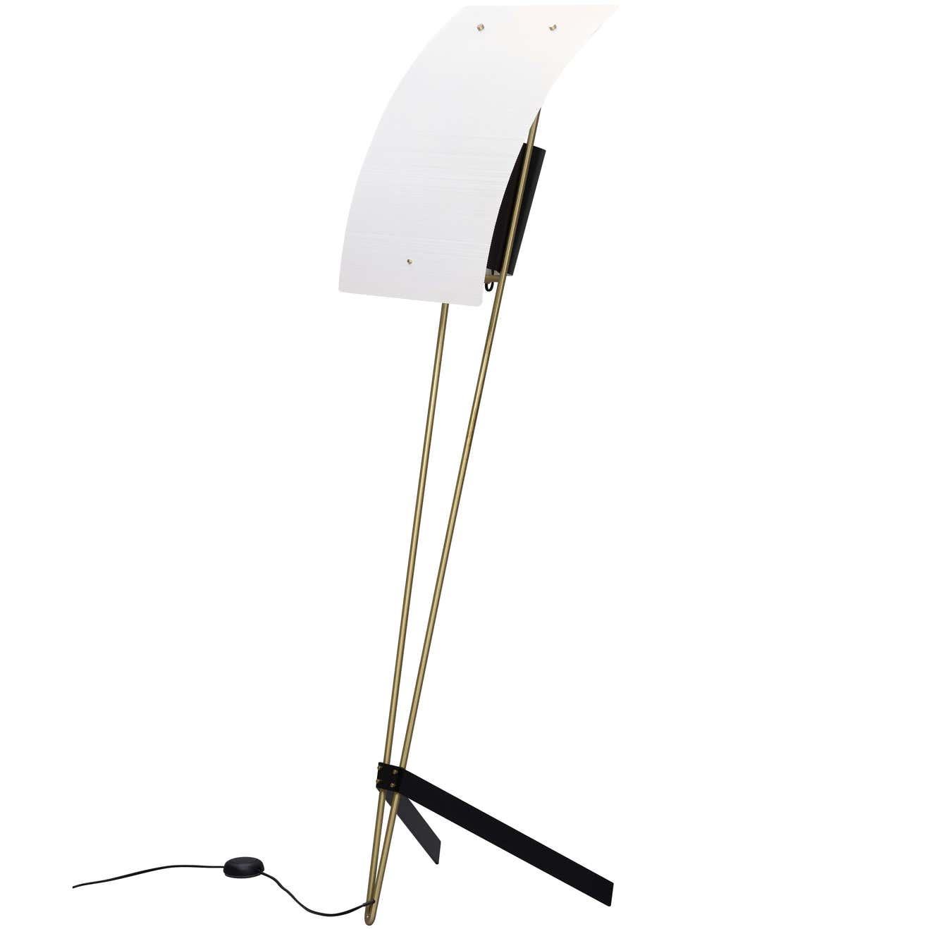 Kite Floor Lamp with LED and Hand-Hammered Brass Shade