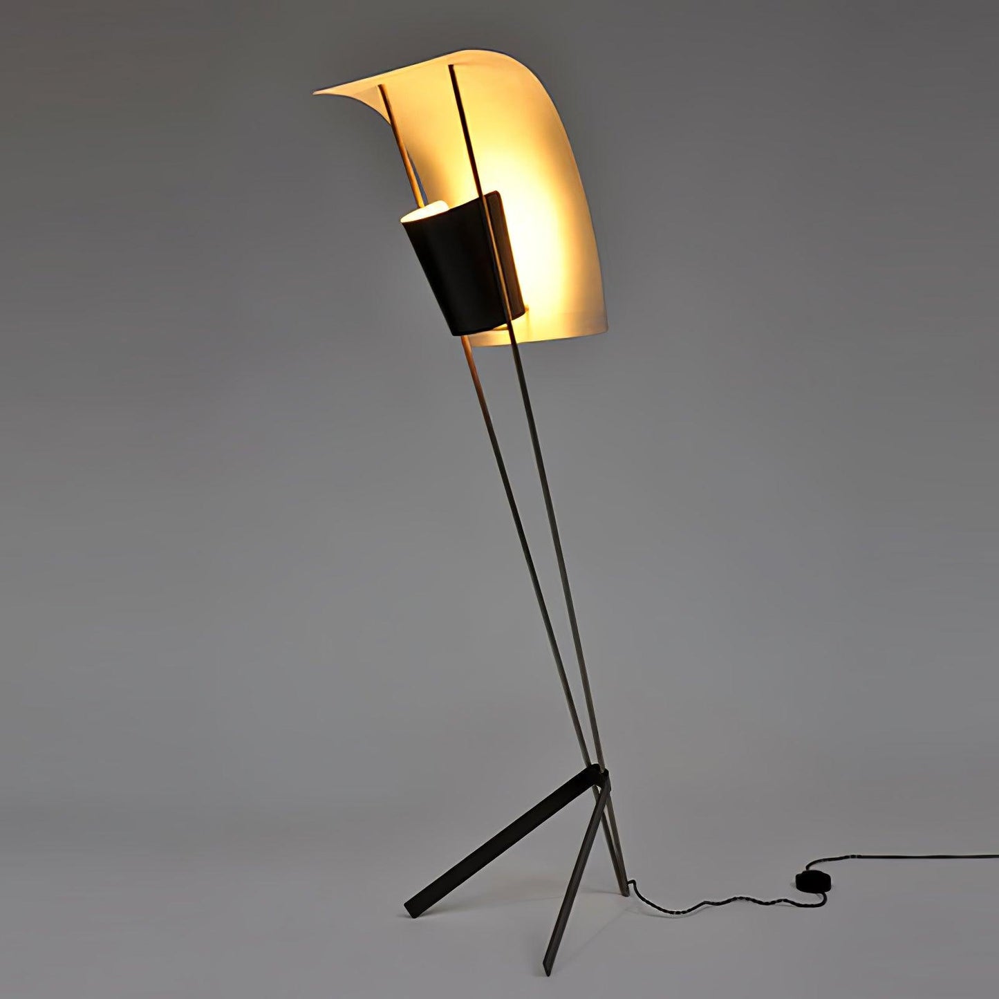 Kite Floor Lamp with LED and Hand-Hammered Brass Shade