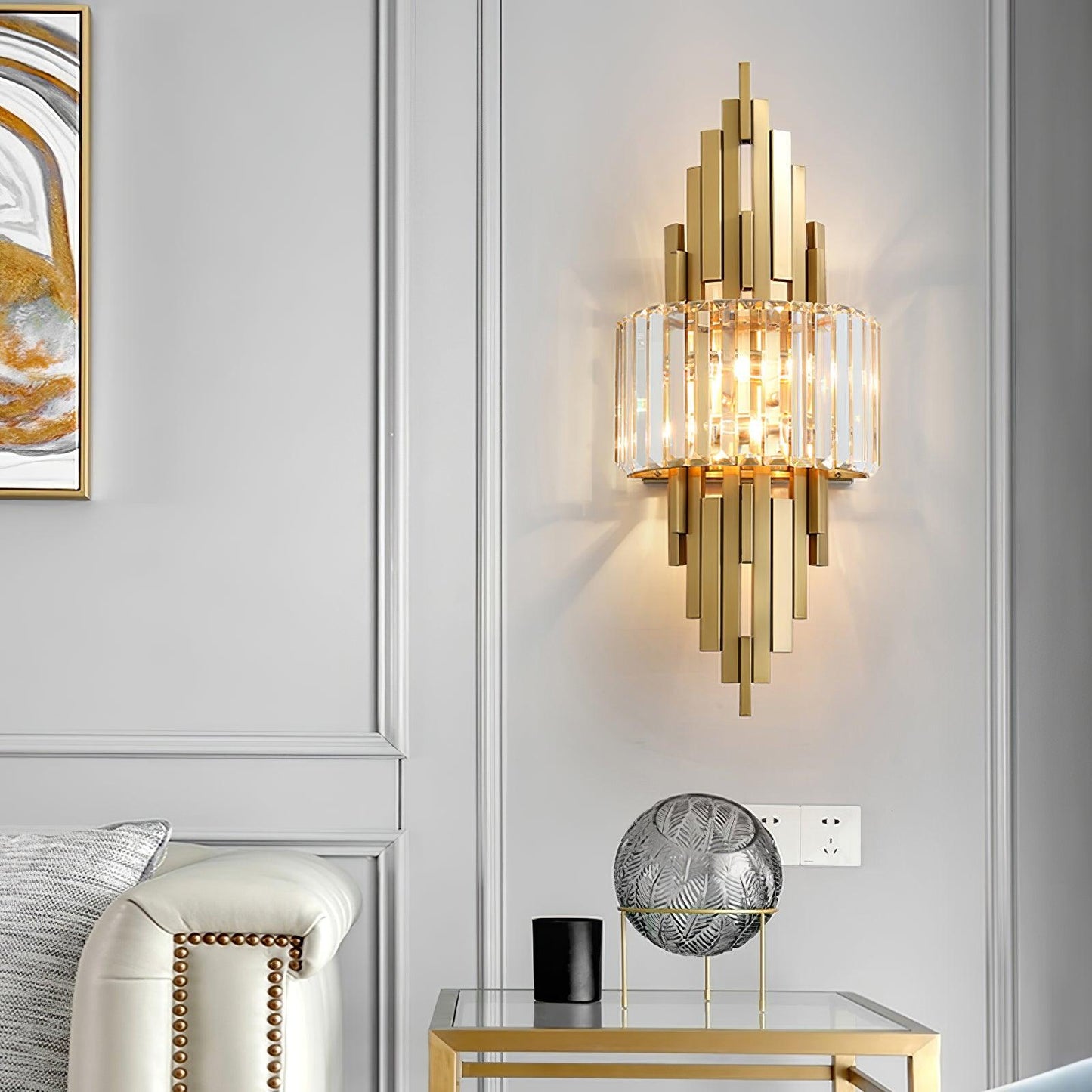 Kubica Crystal Wall Lamp - Modern LED Lighting - Gold Finish