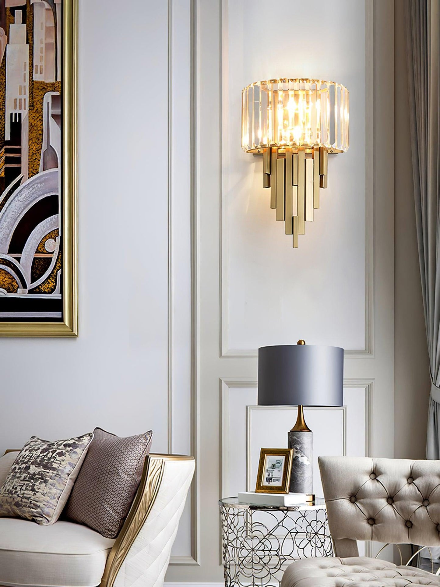 Kubica Crystal Wall Lamp - Modern LED Lighting - Gold Finish