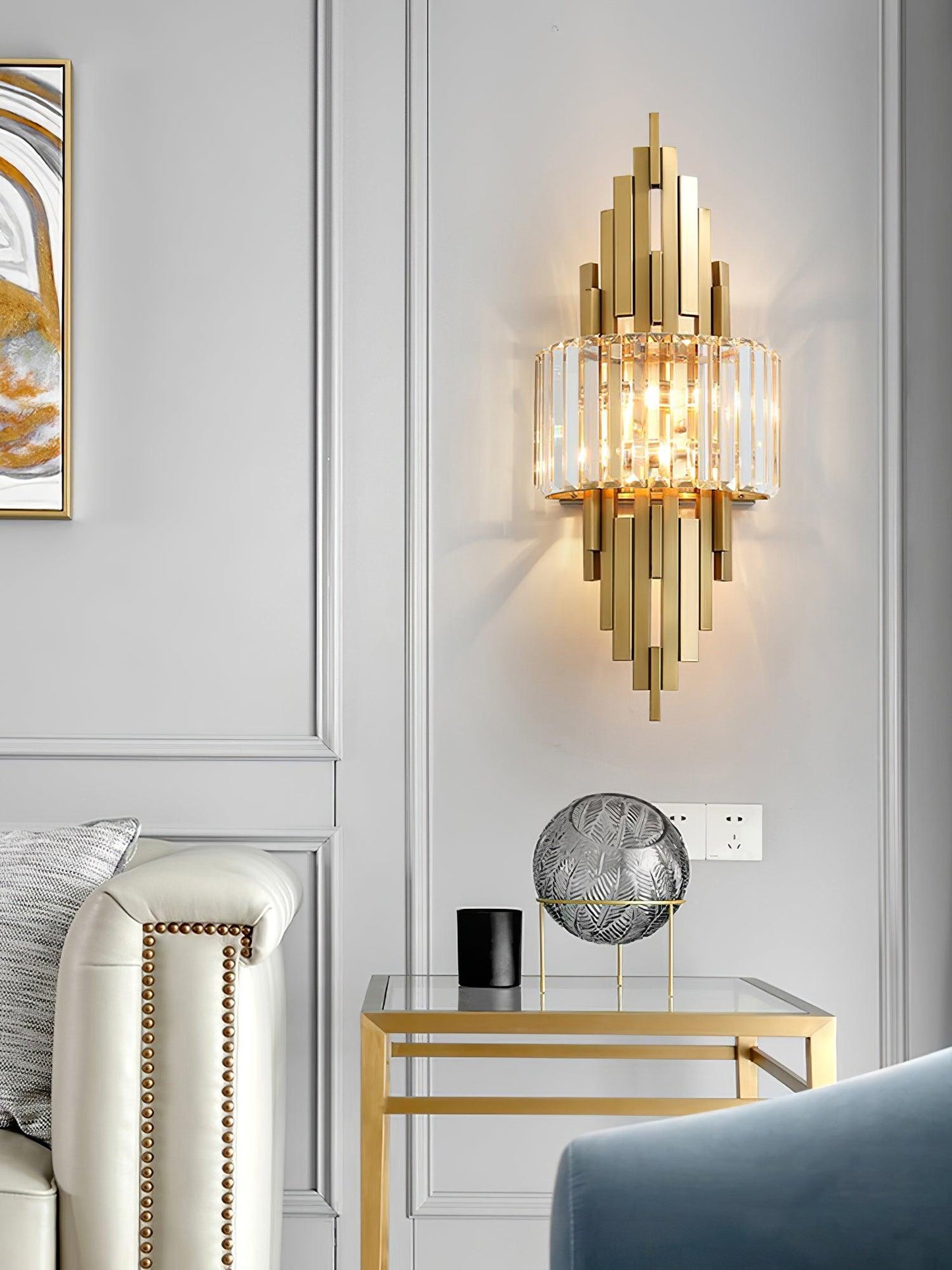 Kubica Crystal Wall Lamp - Modern LED Lighting - Gold Finish