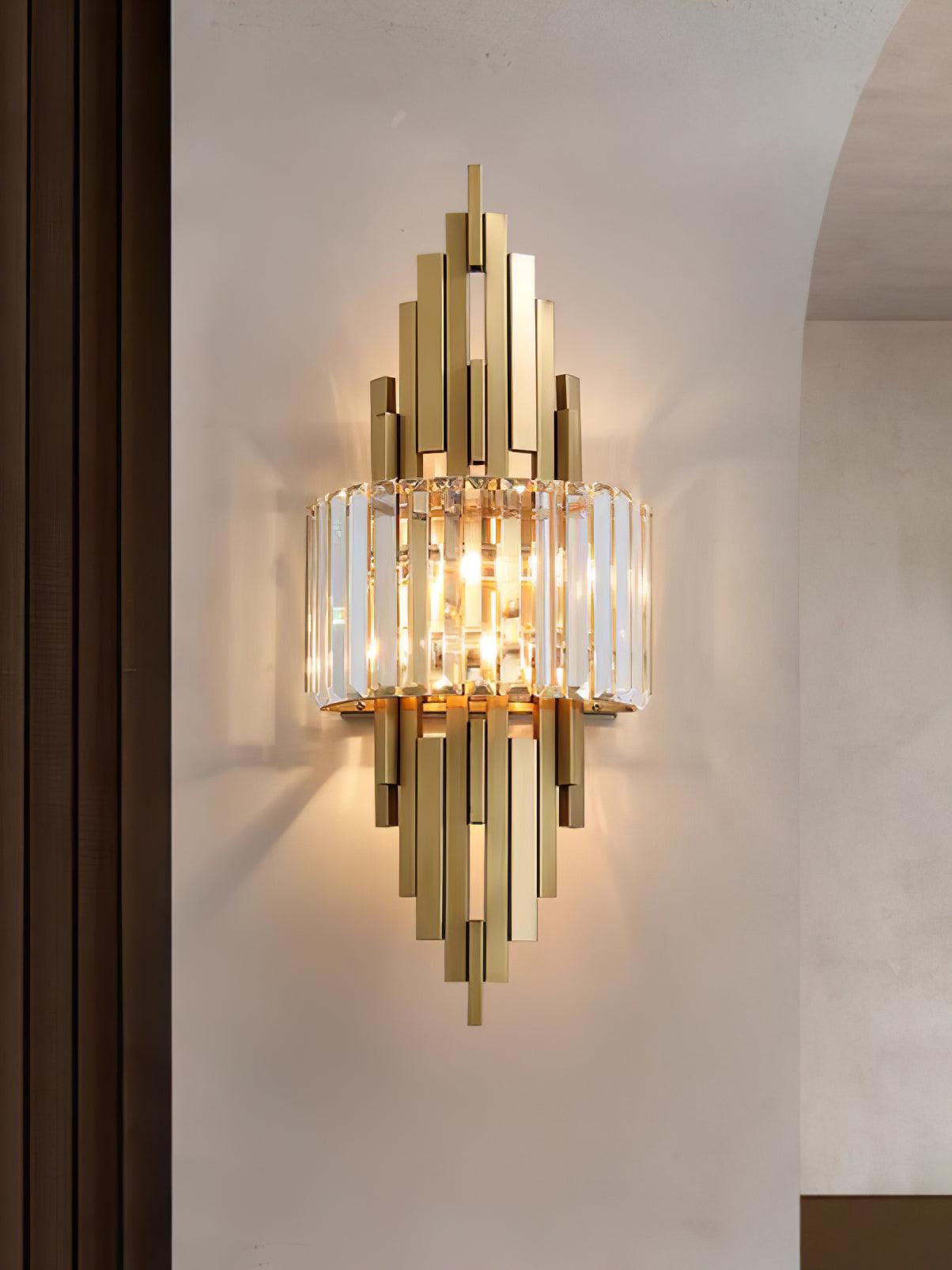 Kubica Crystal Wall Lamp - Modern LED Lighting - Gold Finish