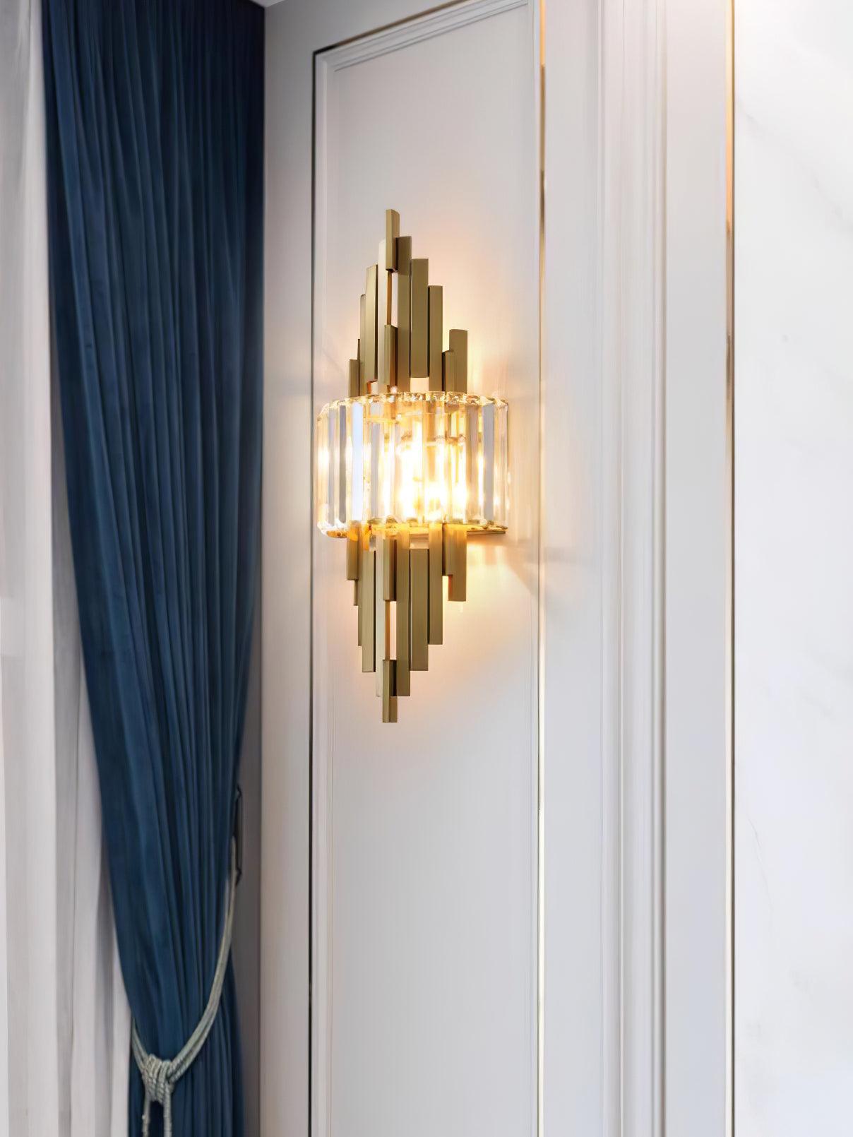 Kubica Crystal Wall Lamp - Modern LED Lighting - Gold Finish