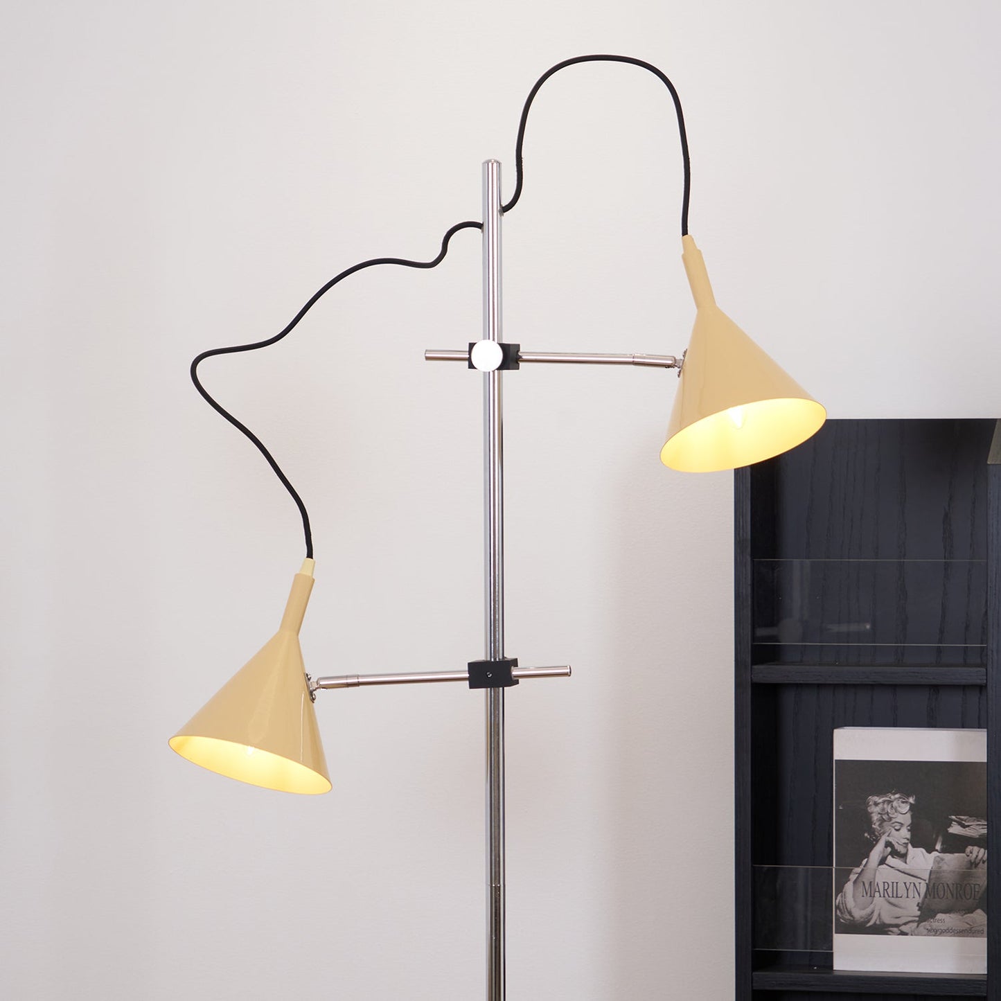 Laiton Floor Lamp LED Adjustable Chrome Beige Shade