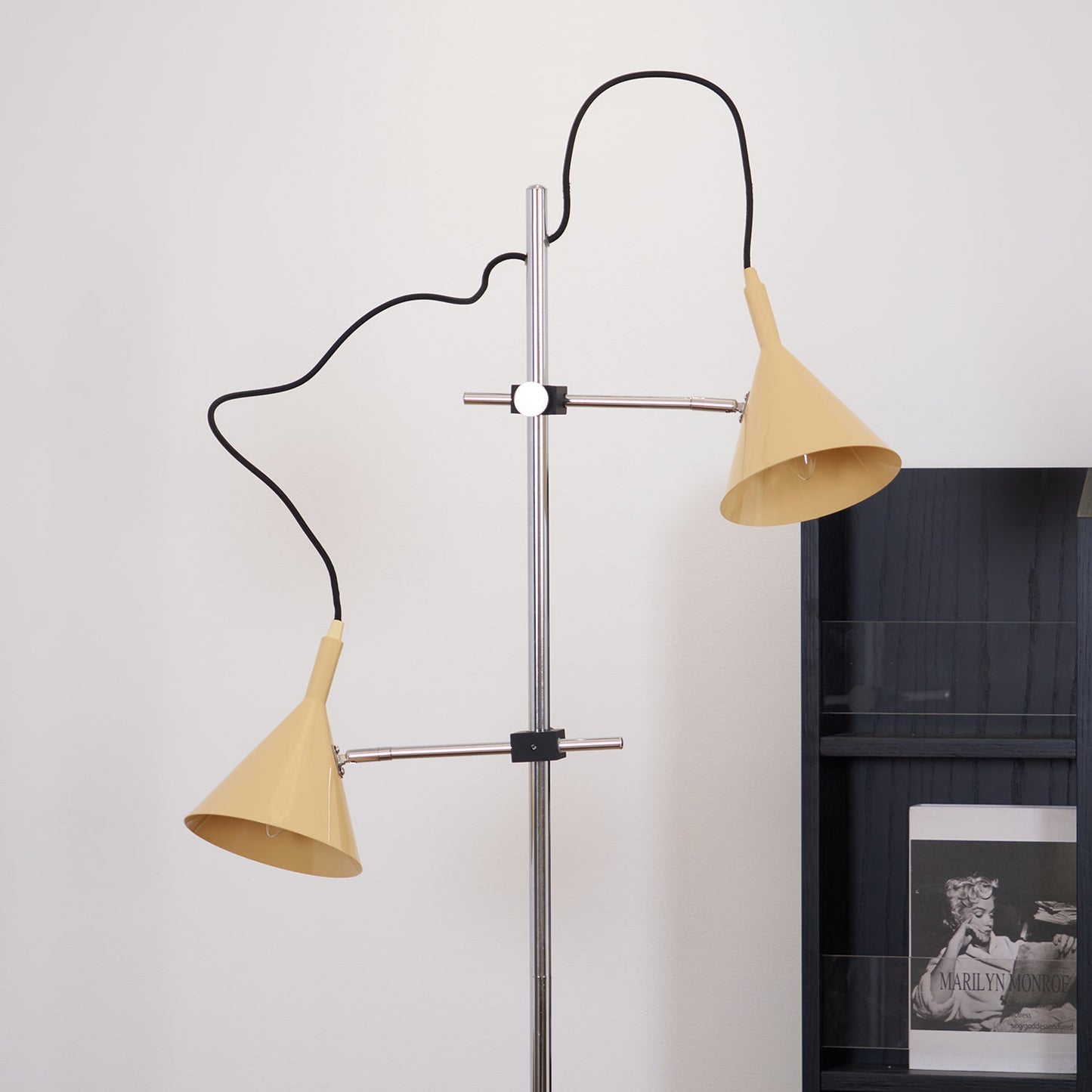 Laiton Floor Lamp LED Adjustable Chrome Beige Shade