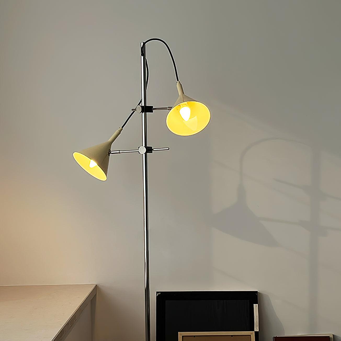 Laiton Floor Lamp LED Adjustable Chrome Beige Shade