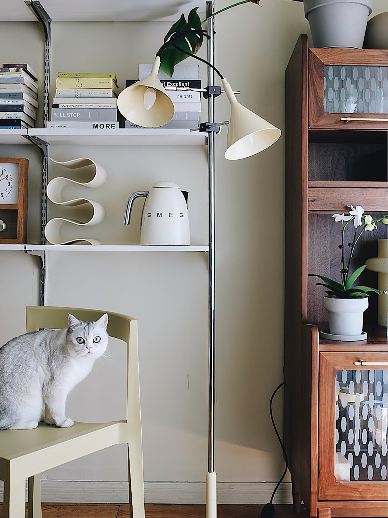 Laiton Floor Lamp LED Adjustable Chrome Beige Shade