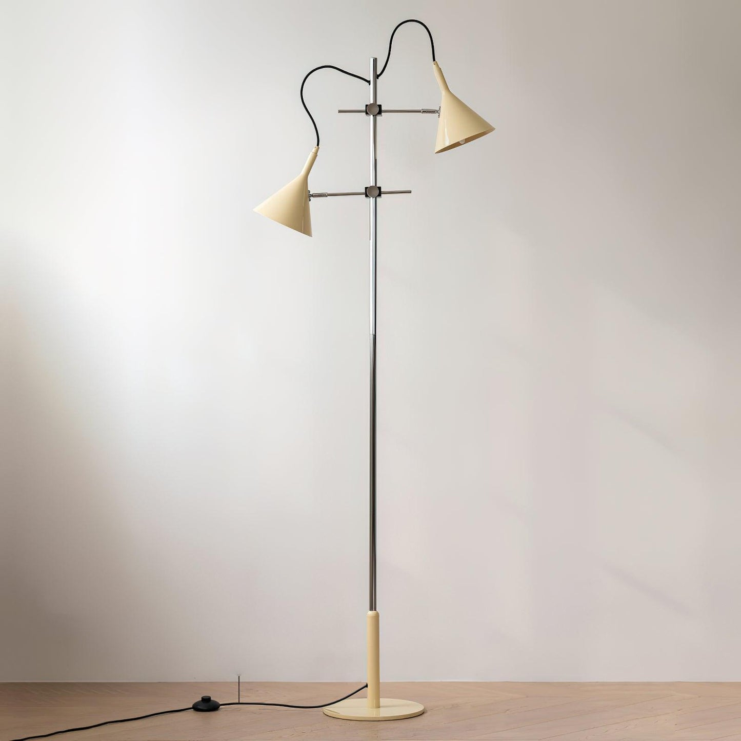 Laiton Floor Lamp LED Adjustable Chrome Beige Shade