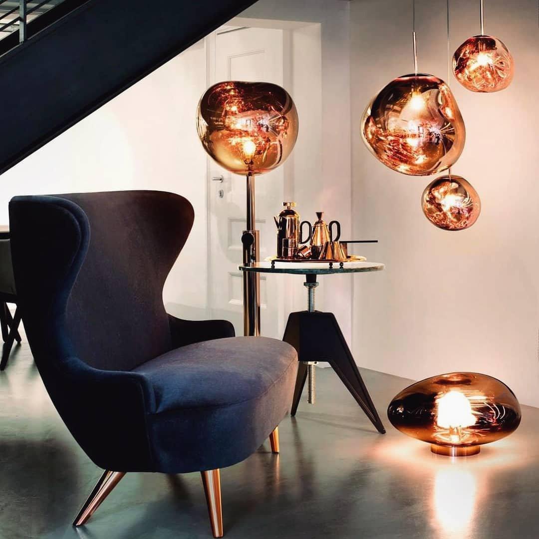 Lava Art Floor Lamp with LED, Dimmable, Copper Finish