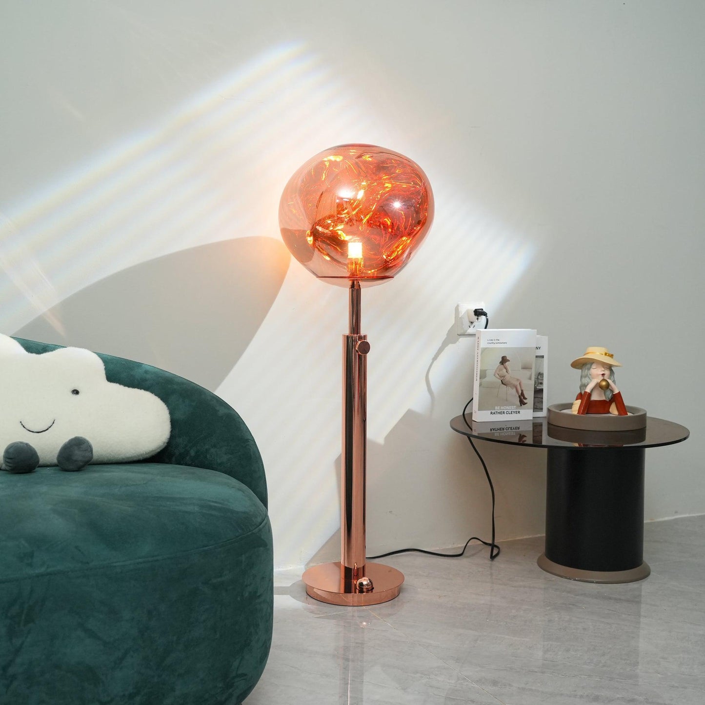Lava Art Floor Lamp with LED, Dimmable, Copper Finish