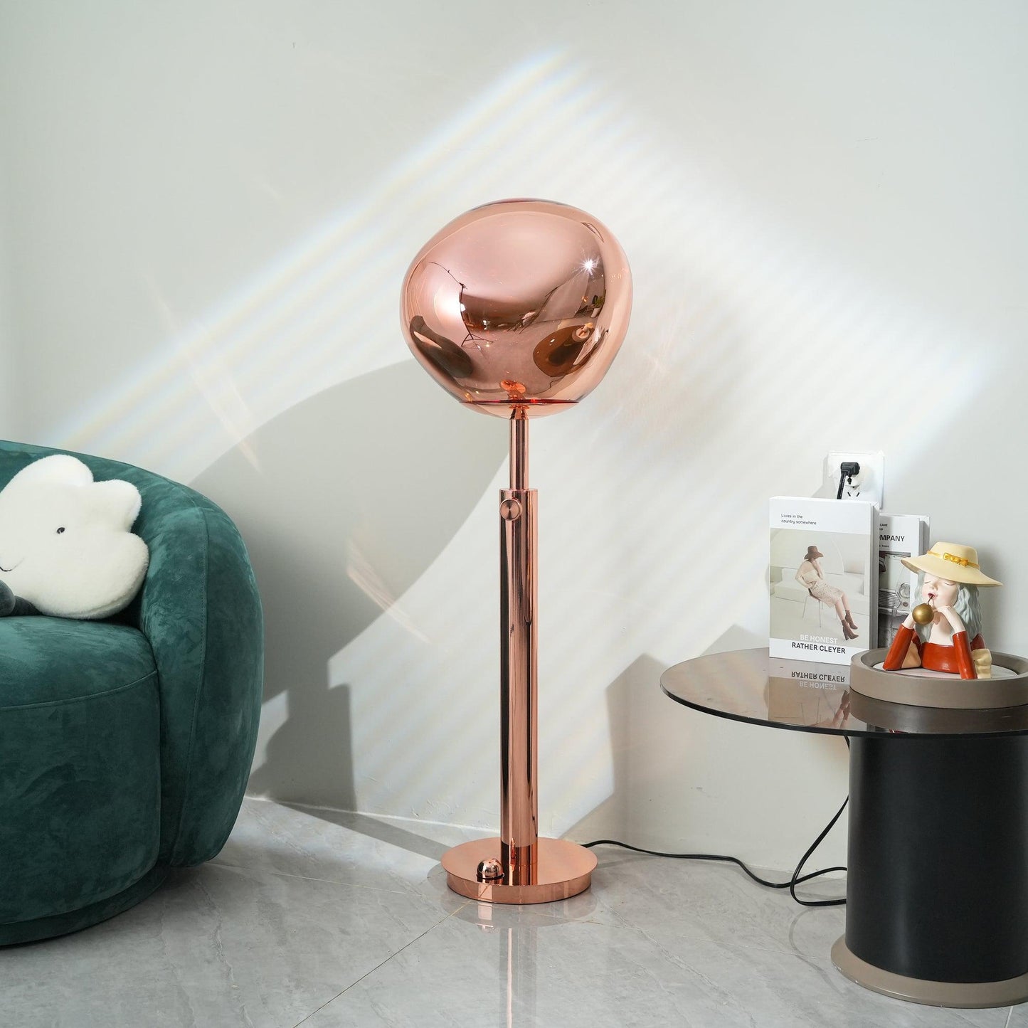 Lava Art Floor Lamp with LED, Dimmable, Copper Finish