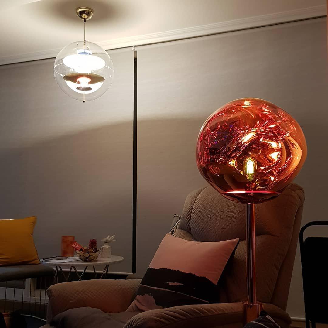 Lava Art Floor Lamp with LED, Dimmable, Copper Finish