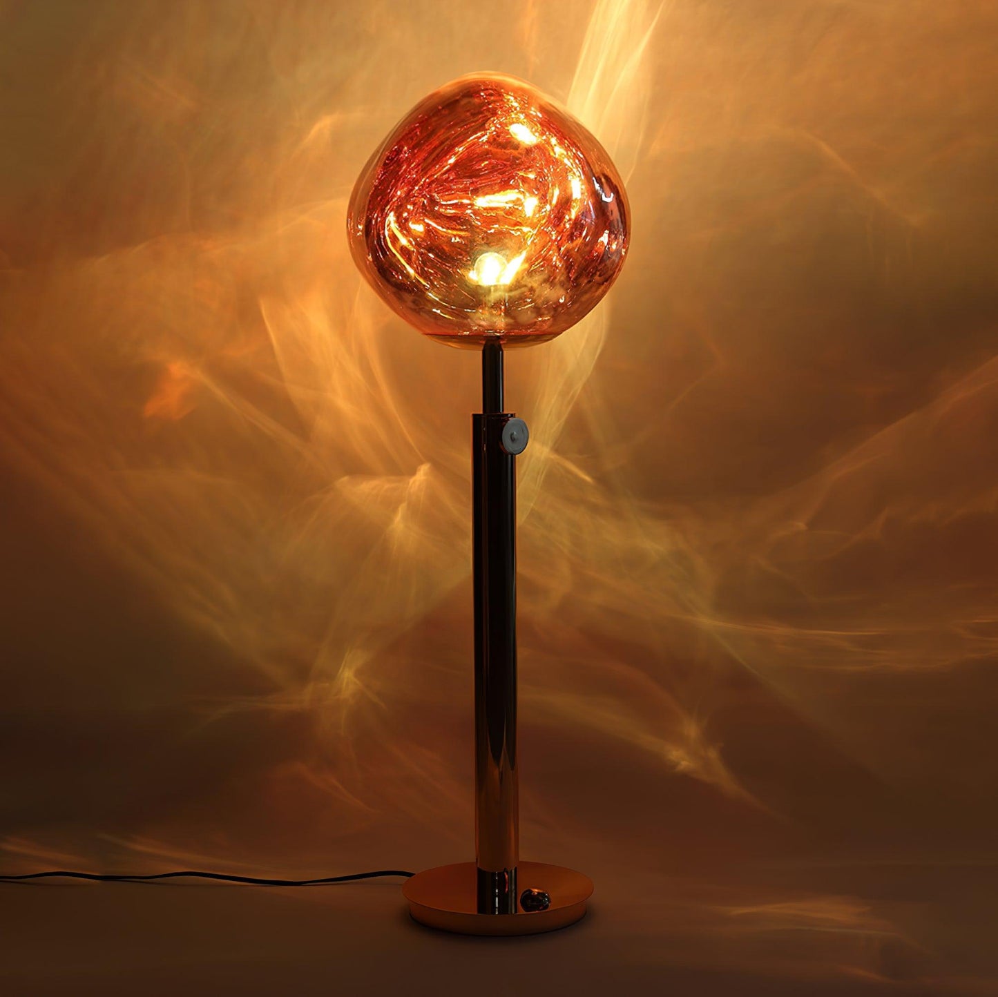 Lava Art Floor Lamp with LED, Dimmable, Copper Finish