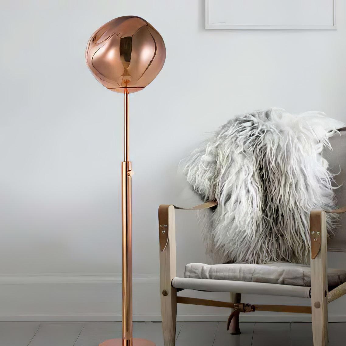 Lava Art Floor Lamp with LED, Dimmable, Copper Finish