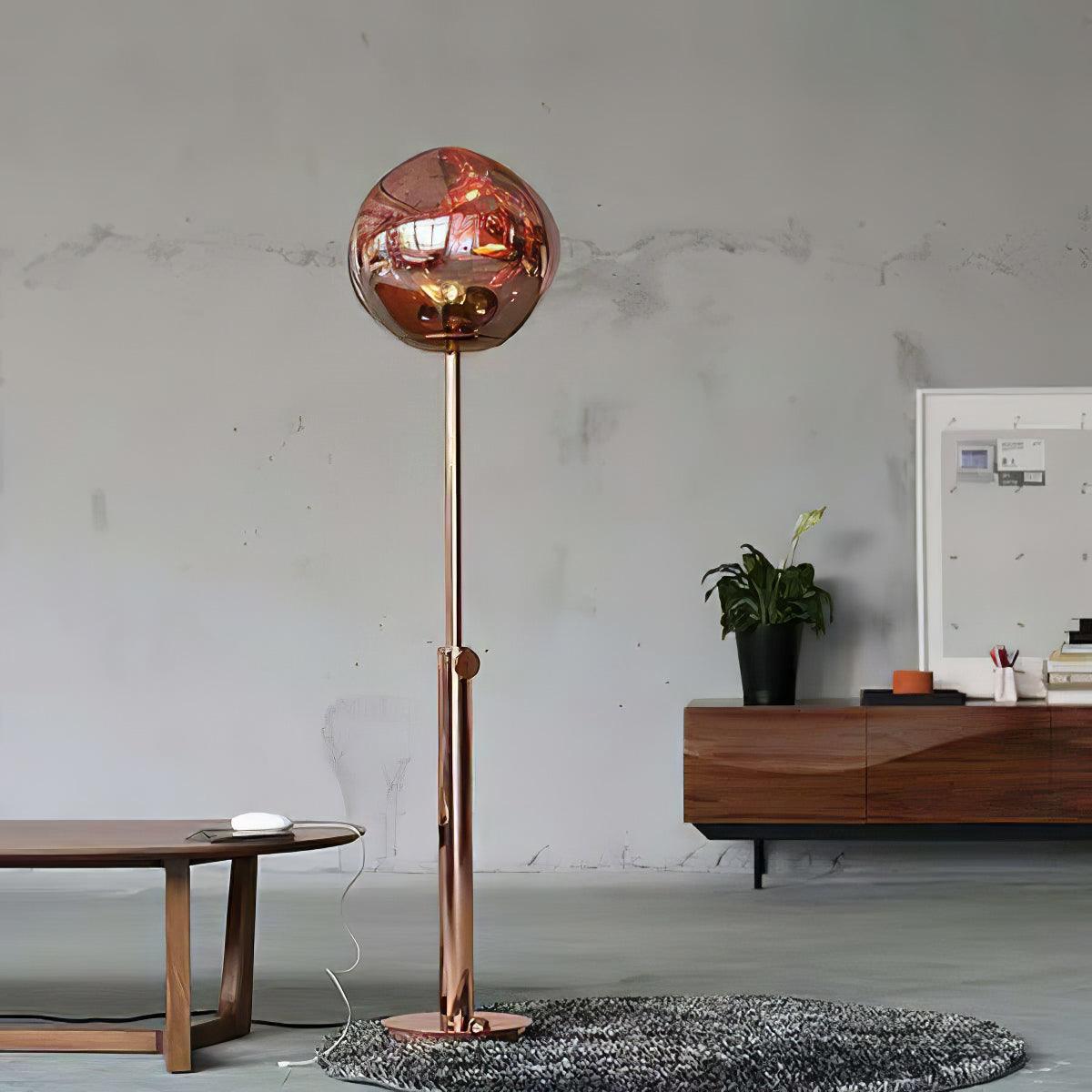 Lava Art Floor Lamp with LED, Dimmable, Copper Finish