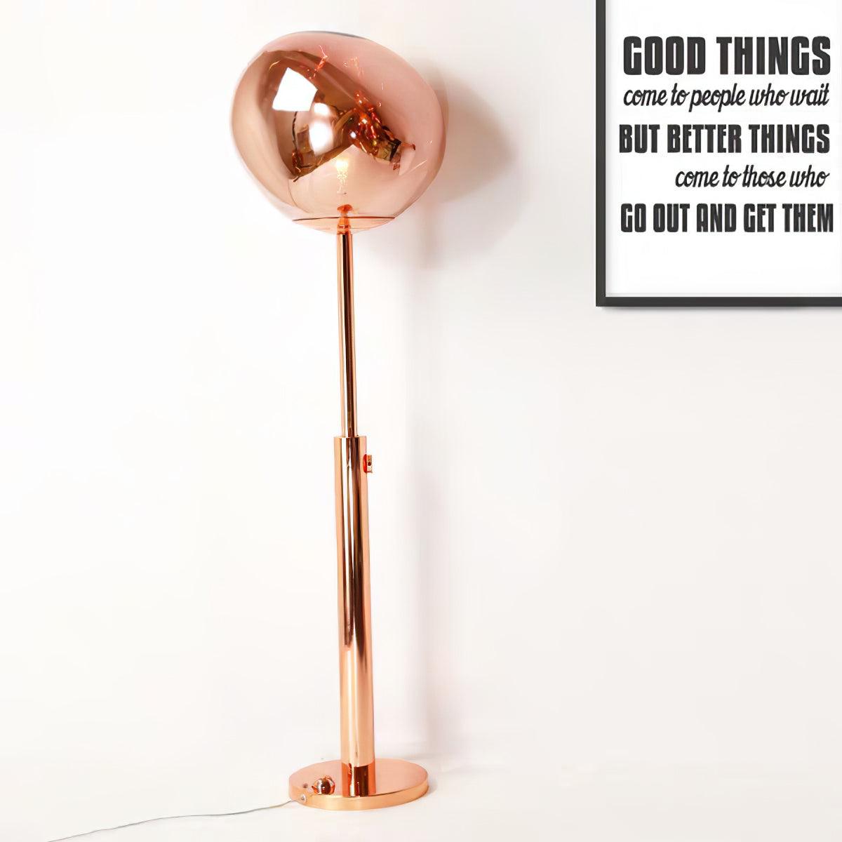 Lava Art Floor Lamp with LED, Dimmable, Copper Finish