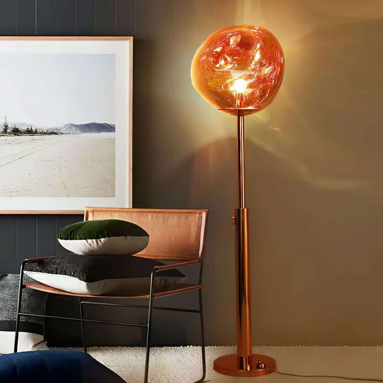 Lava Art Floor Lamp with LED, Dimmable, Copper Finish