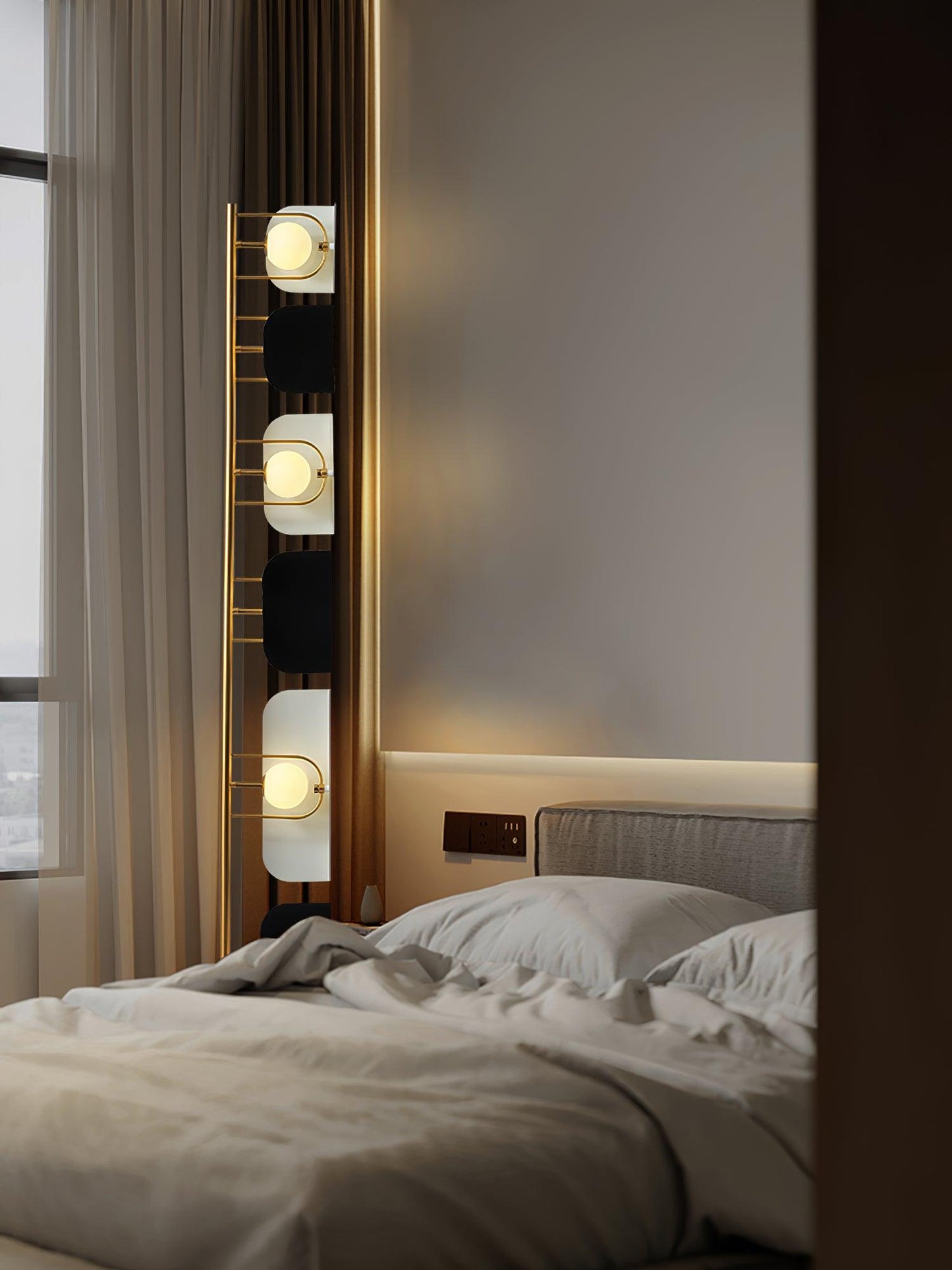 Leagan Floor Lamp - LED Metal Marble Indoor Light
