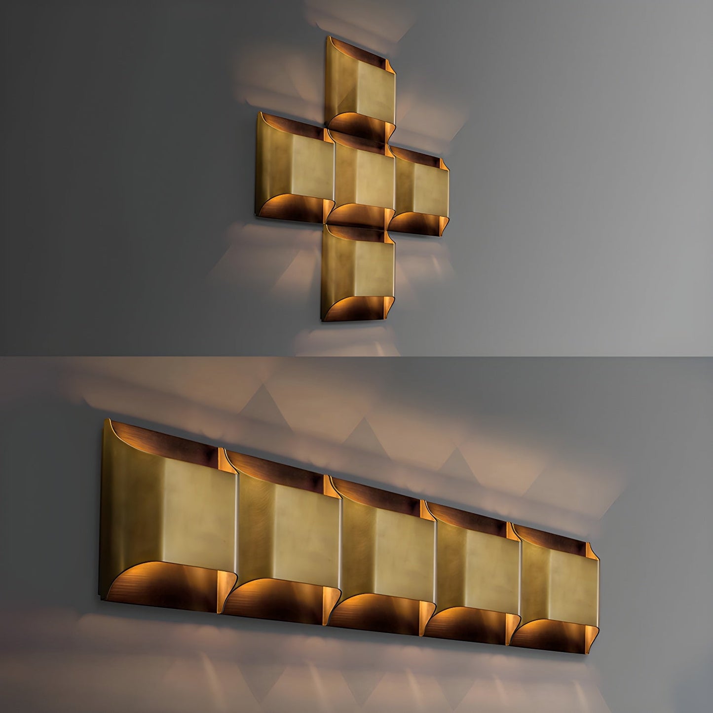 Leclerc Brass Wall Lamp LED Indoor Lighting Fixture Set of 2