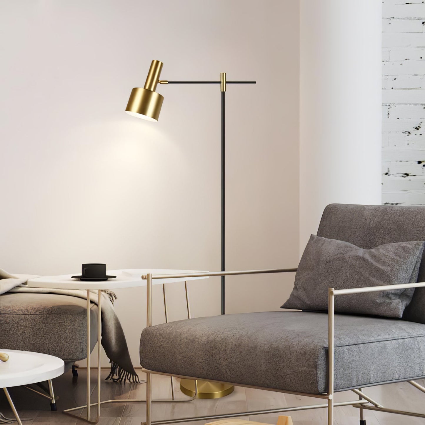 Lento Floor Lamp with Gold Finish LED Light for Home