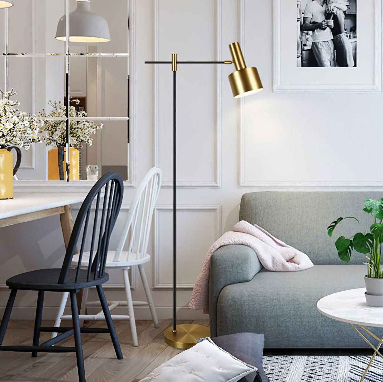 Lento Floor Lamp with Gold Finish LED Light for Home