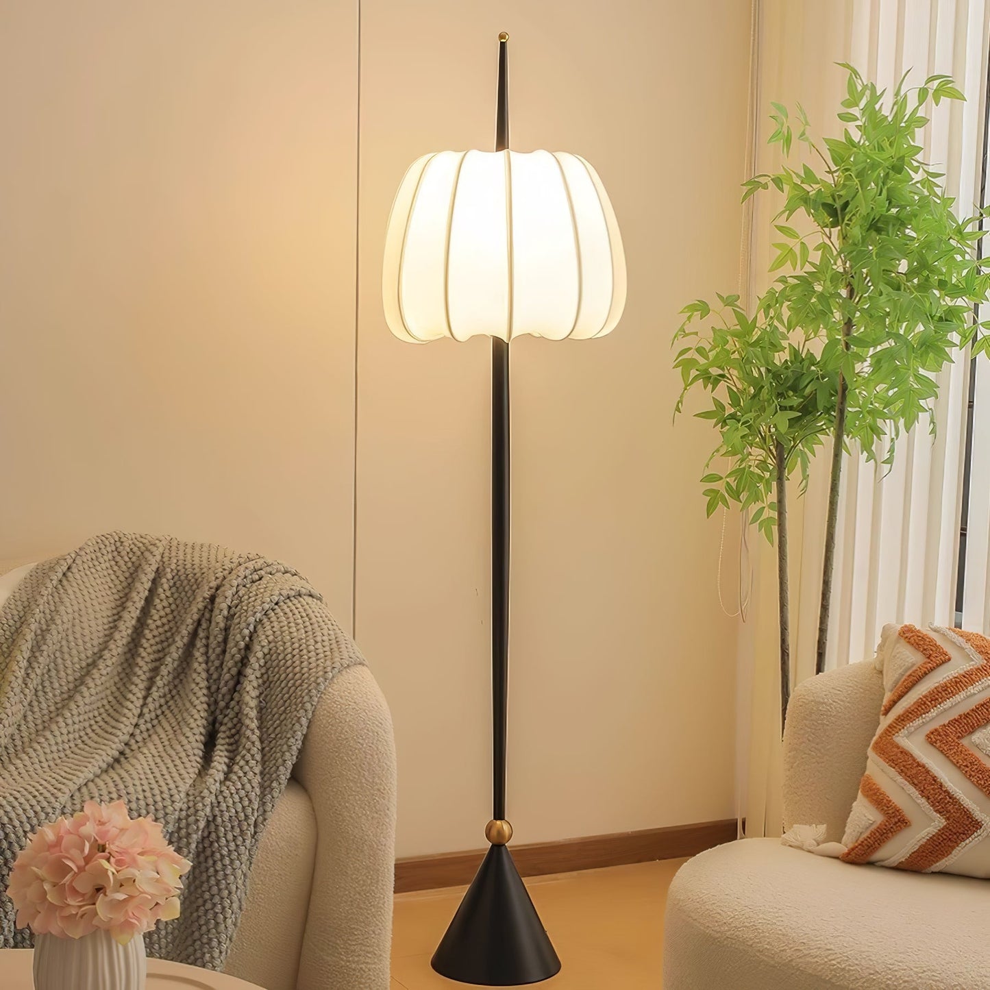 Liana Floor Lamp LED Black Metal Minimalist Design 160cm