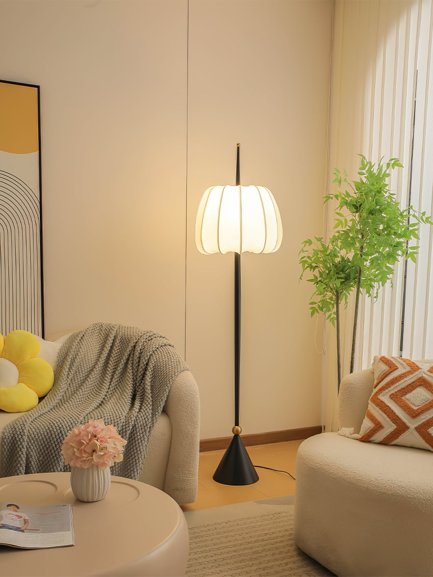 Liana Floor Lamp LED Black Metal Minimalist Design 160cm