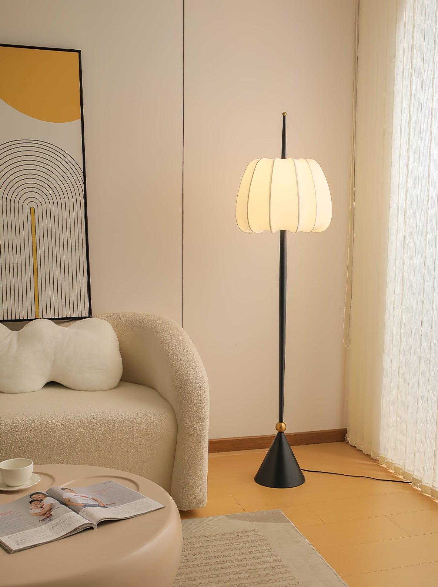 Liana Floor Lamp LED Black Metal Minimalist Design 160cm