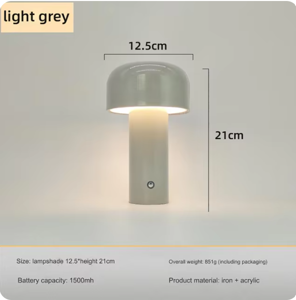 Pilz LED Rechargeable Table Lamp with Dimmable Touch Control