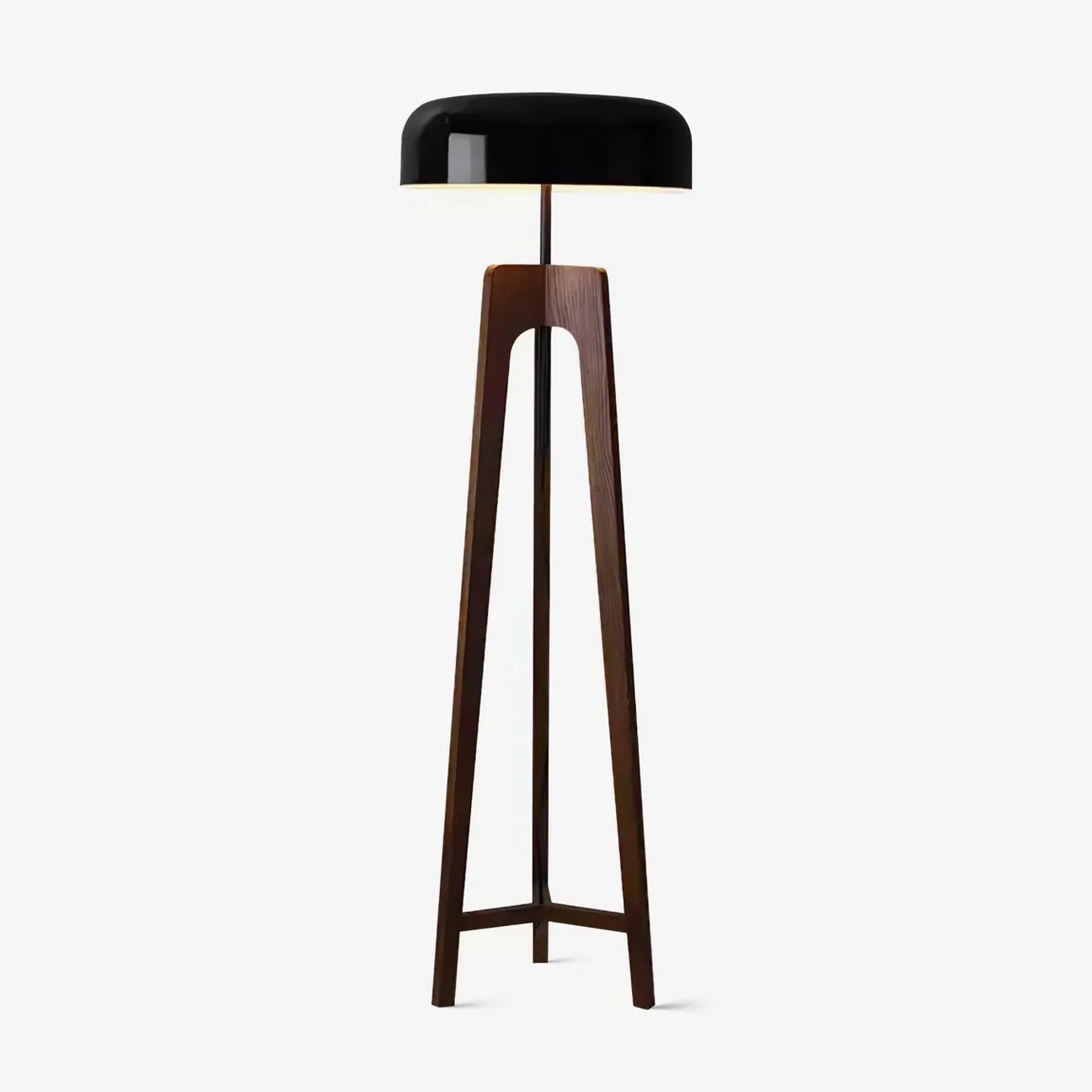 Linea Floor Lamp - LED Walnut with Black Shade for Indoor Use