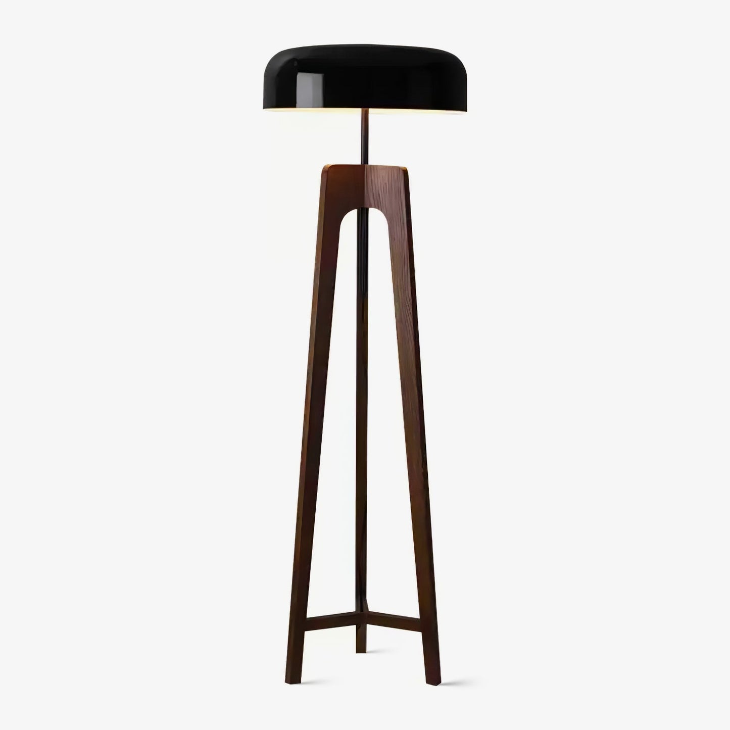 Linea Floor Lamp - LED Walnut with Black Shade for Indoor Use