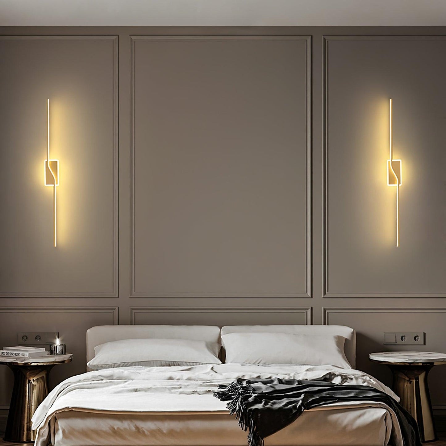 Linear Strip Wall Light - LED Indoor Brass Design, 2-Pack