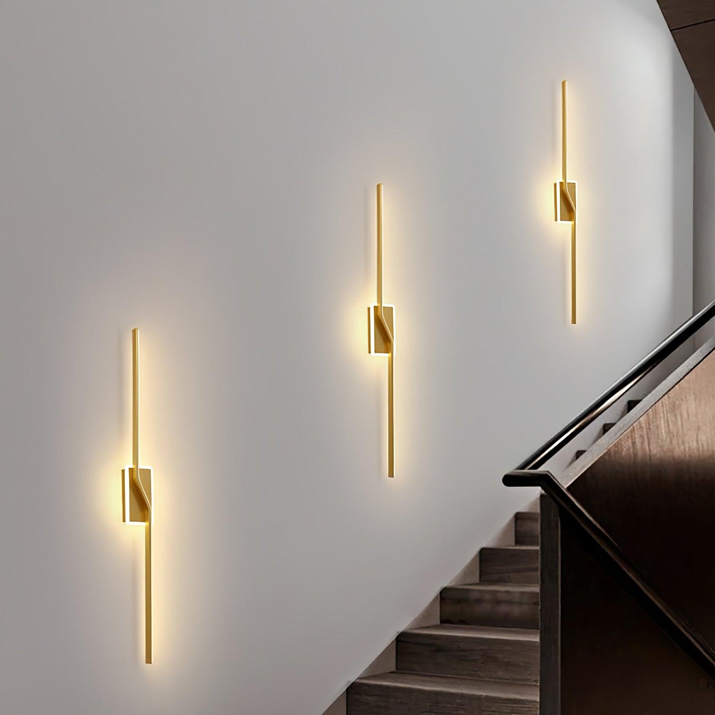 Linear Strip Wall Light - LED Indoor Brass Design, 2-Pack