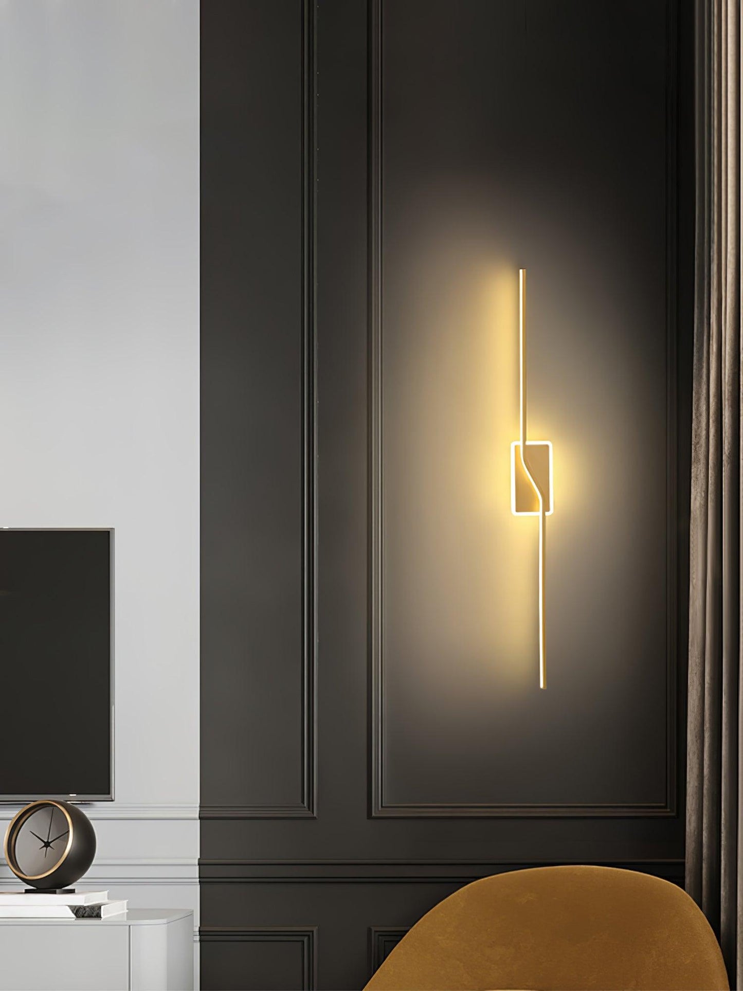Linear Strip Wall Light - LED Indoor Brass Design, 2-Pack