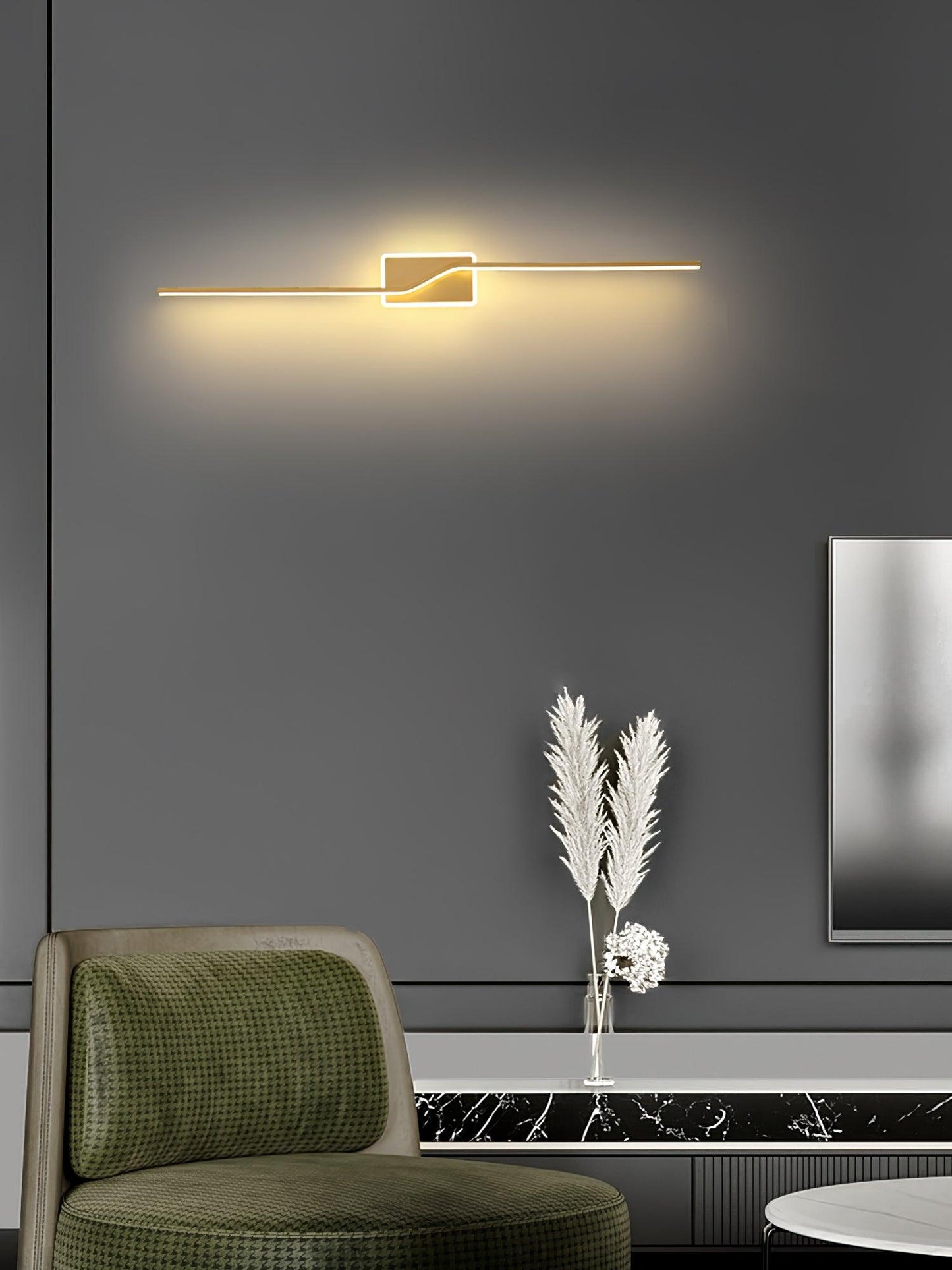 Linear Strip Wall Light - LED Indoor Brass Design, 2-Pack
