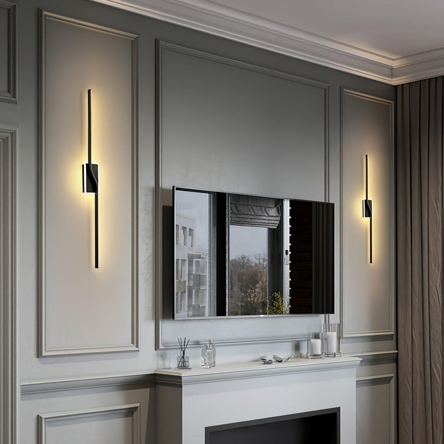 Linear Strip Wall Light - LED Indoor Brass Design, 2-Pack