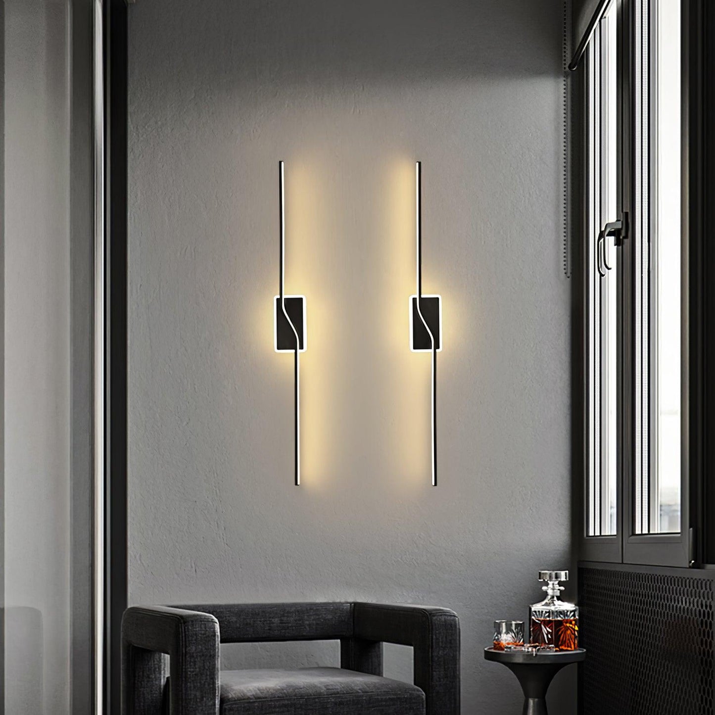 Linear Strip Wall Light - LED Indoor Brass Design, 2-Pack