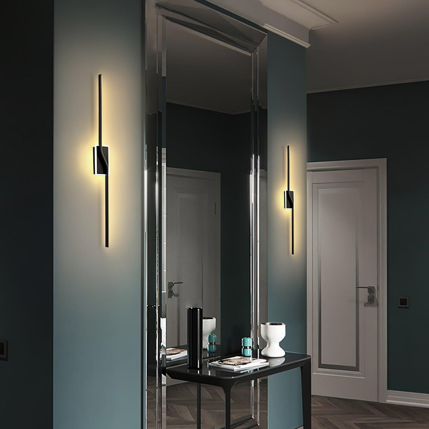 Linear Strip Wall Light - LED Indoor Brass Design, 2-Pack