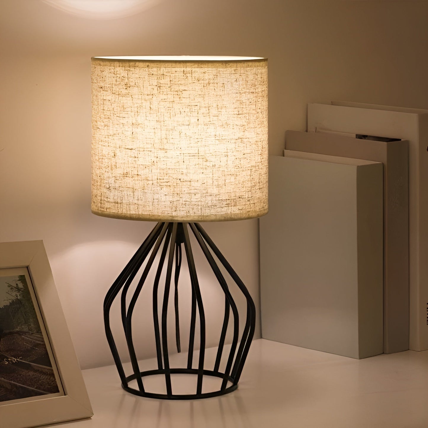 Desk Lamp with Linen Shade and Metal Base – Perfect Lighting
