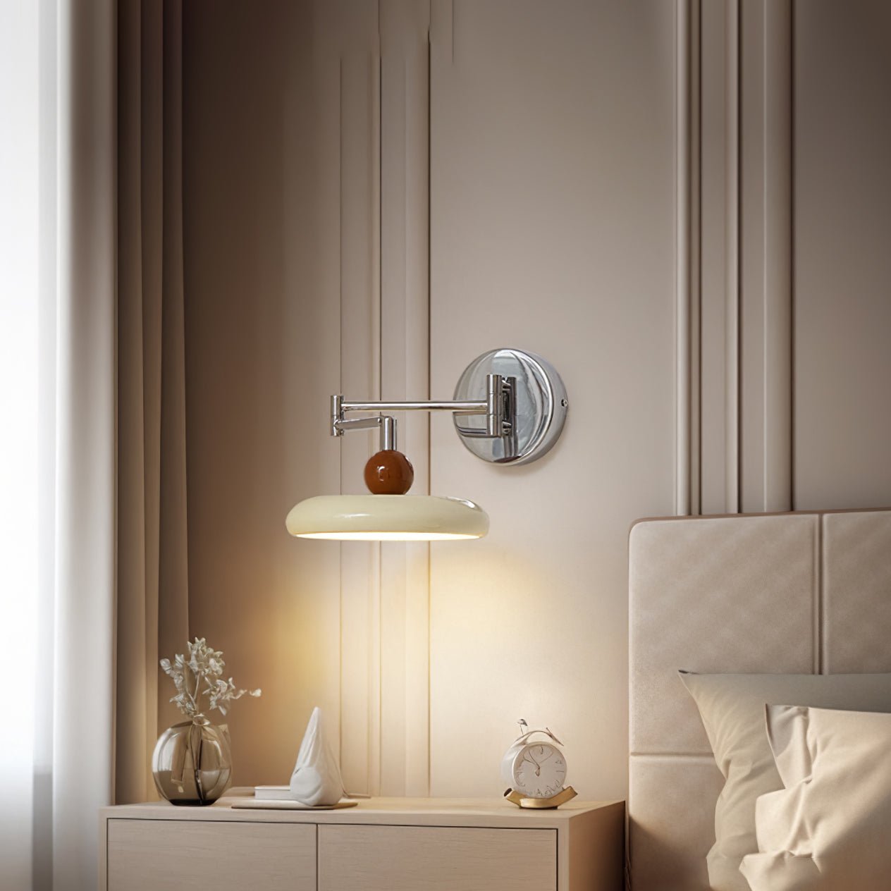 Lola Swing Arm Wall Lamp with LED Light - Chrome Finish