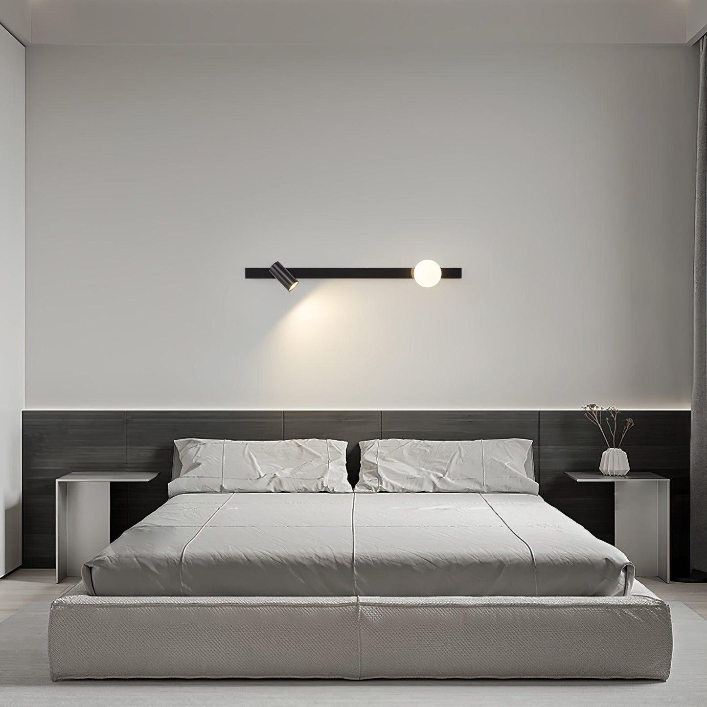 Long Arm Plug-in Wall Light with Brass Finish and LED
