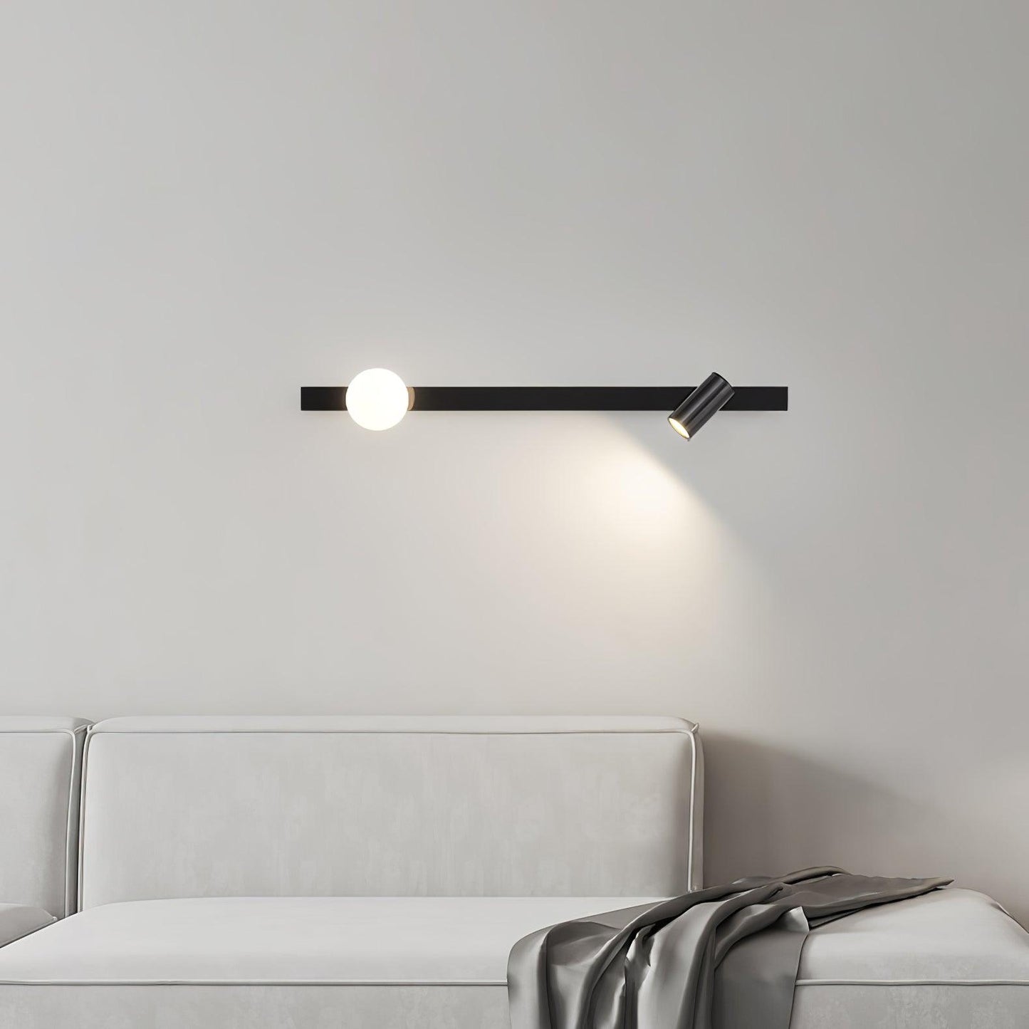 Long Arm Plug-in Wall Light with Brass Finish and LED