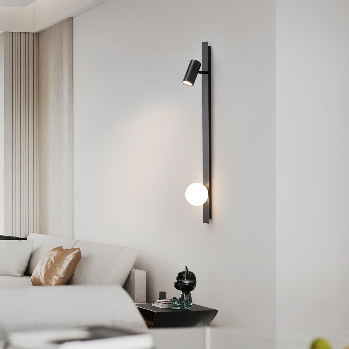 Long Arm Plug-in Wall Light with Brass Finish and LED