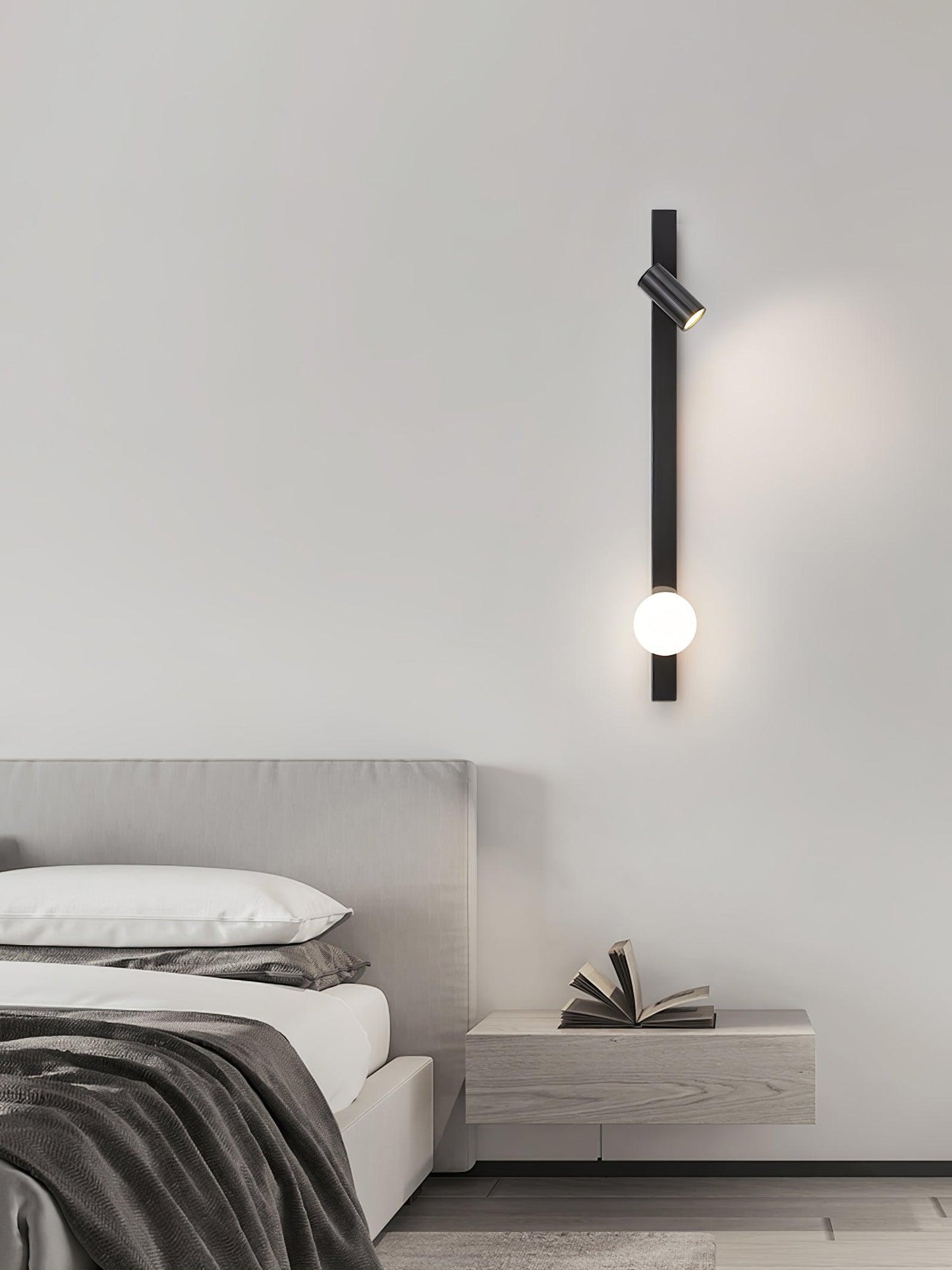 Long Arm Plug-in Wall Light with Brass Finish and LED
