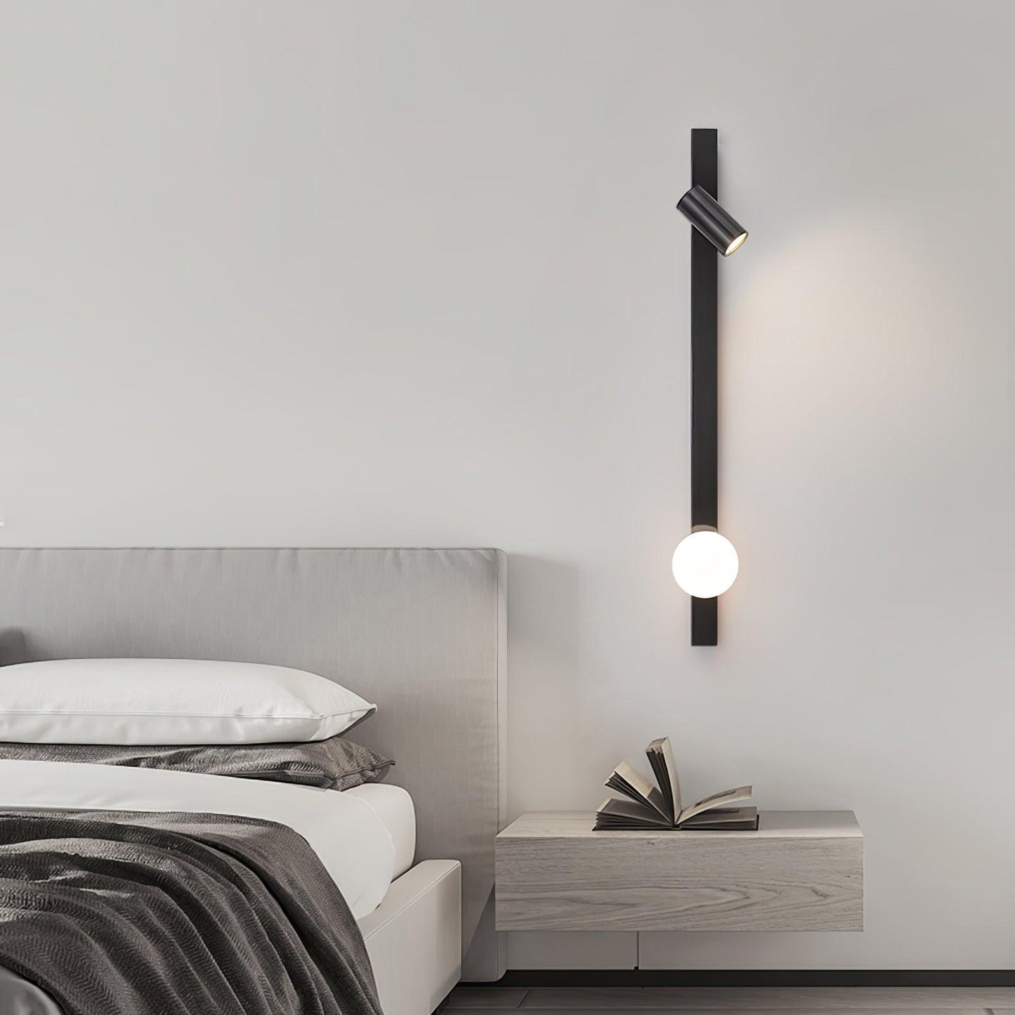 Long Arm Plug-in Wall Light with Brass Finish and LED