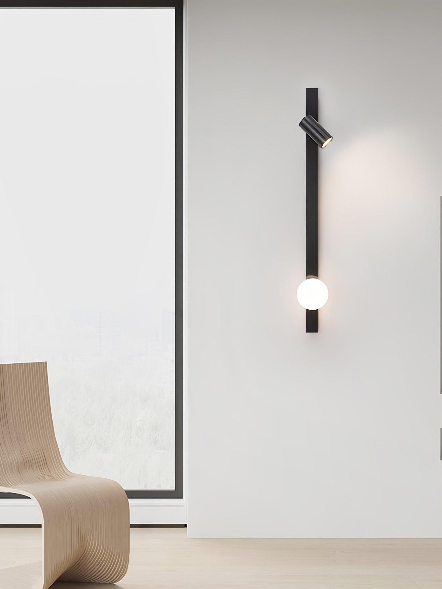 Long Arm Plug-in Wall Light with Brass Finish and LED