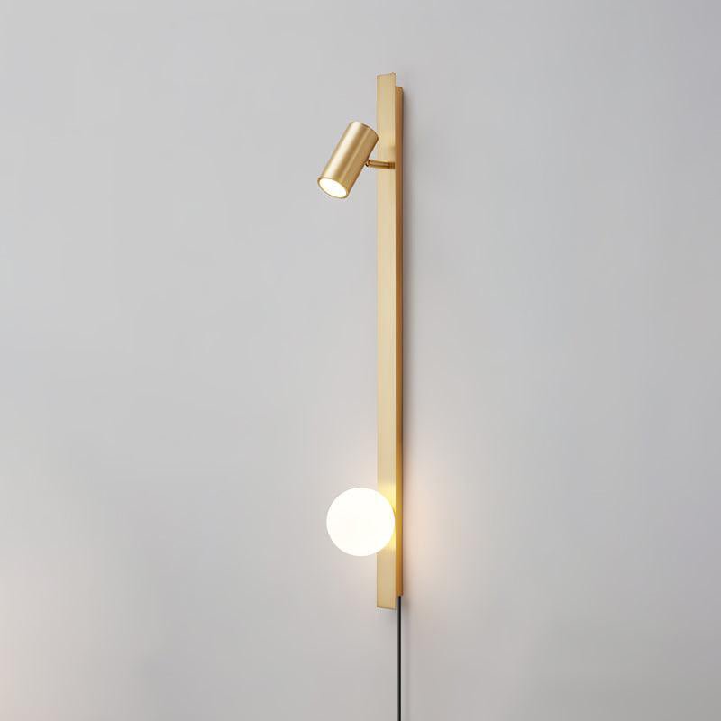 Long Arm Plug-in Wall Light with Brass Finish and LED