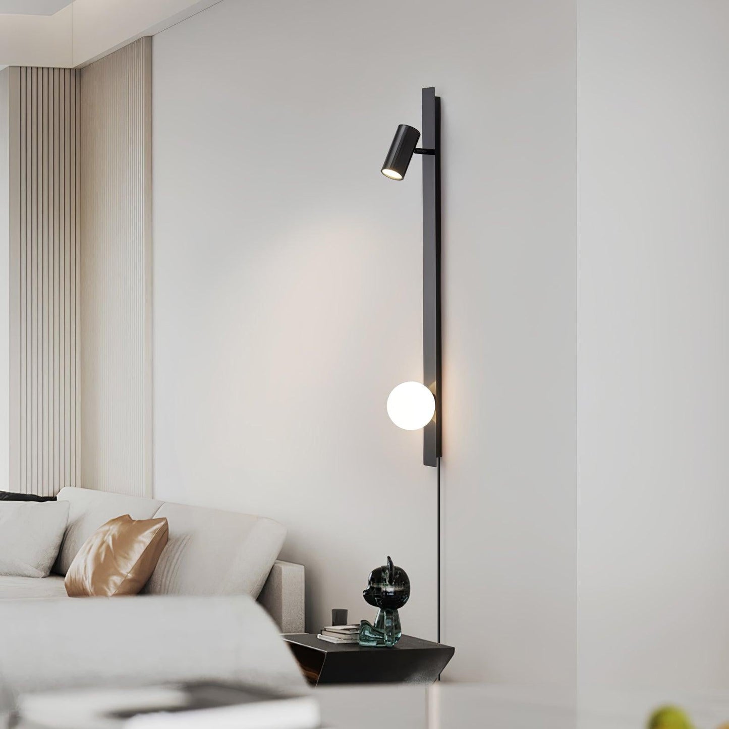 Long Arm Plug-in Wall Light with Brass Finish and LED